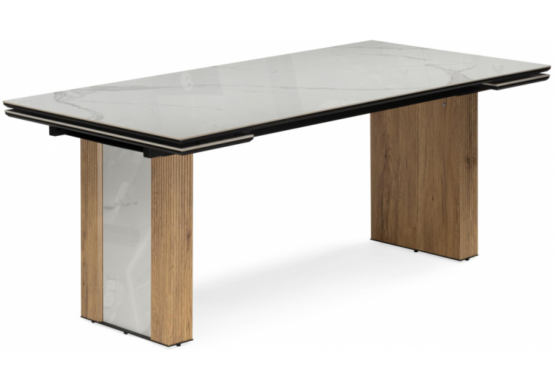 Керамический стол Бернардо 180x90 statuario titan gloss / дуб монтана (90x79). 