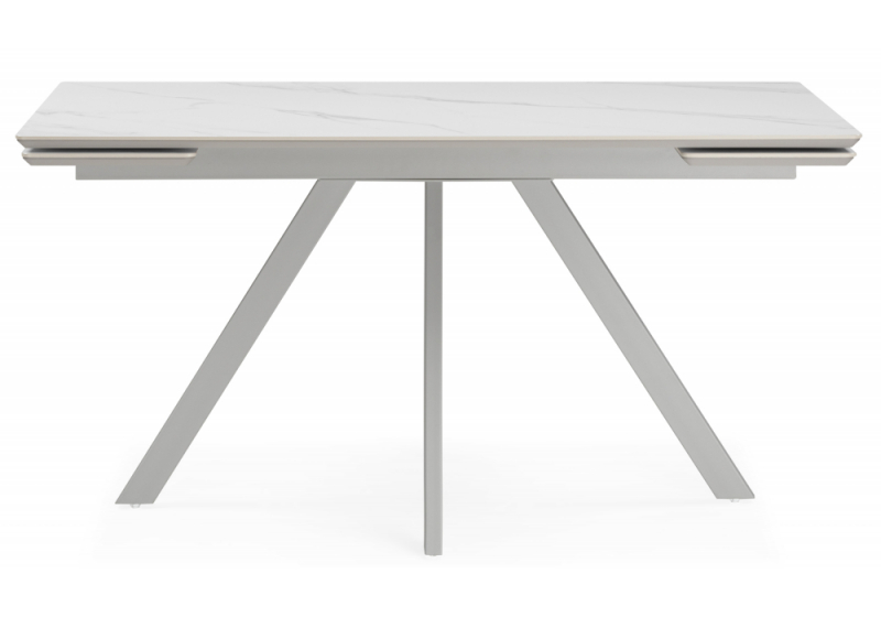 Керамический стол Вилли 140(200)х80 белый мрамор snow white / серый (80x75)