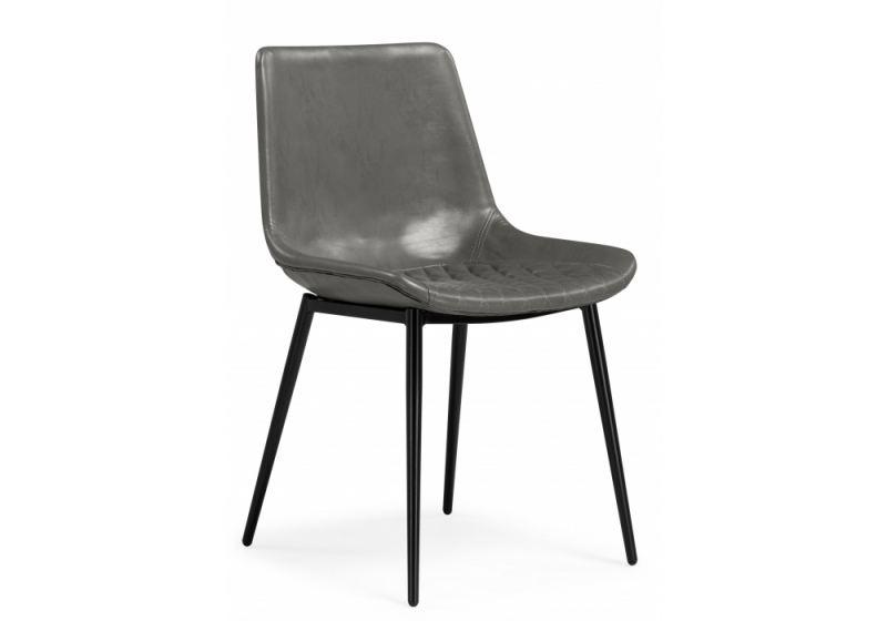 Стул на металлокаркасе Алеида серая экокожа / черный глянец (48x53x82.5). 