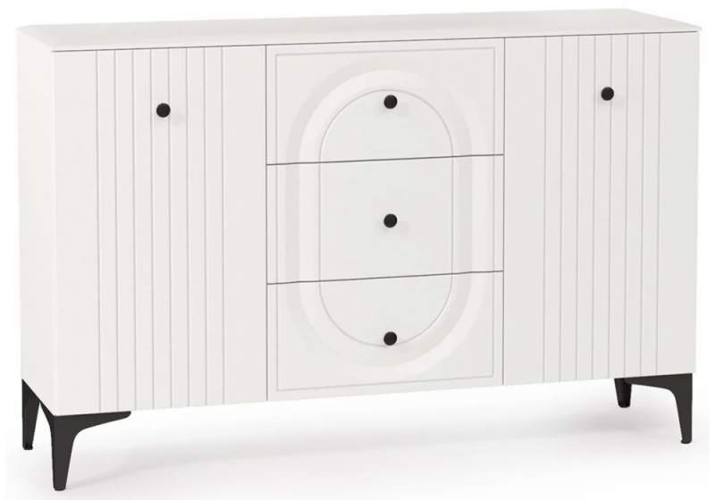 Комод Вестра 13.309 белый pe шагрень / белая шагрень (133,2x38,4x87,5). 